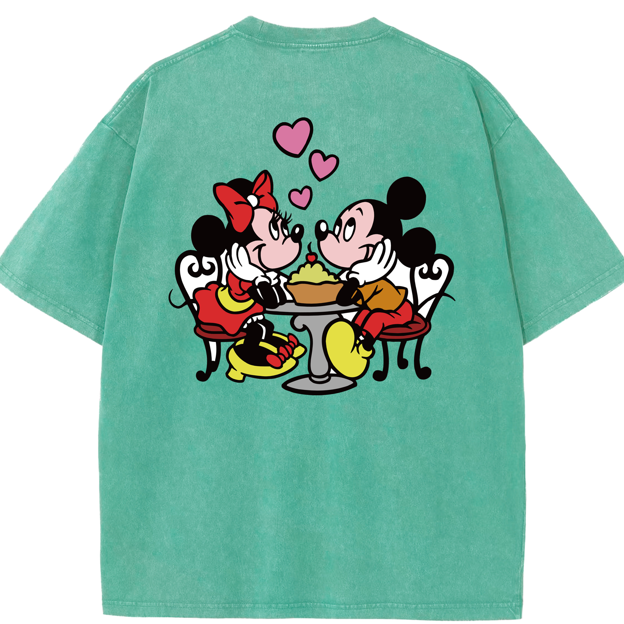 （画像用） ミッキーマウス Mickey Mouse 綿100% ヴィンテージ風 半袖Tシャツ（背面プリント）